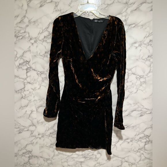 ZARA Leopard print velvet long sleeve dress XS - Picture 4 of 8